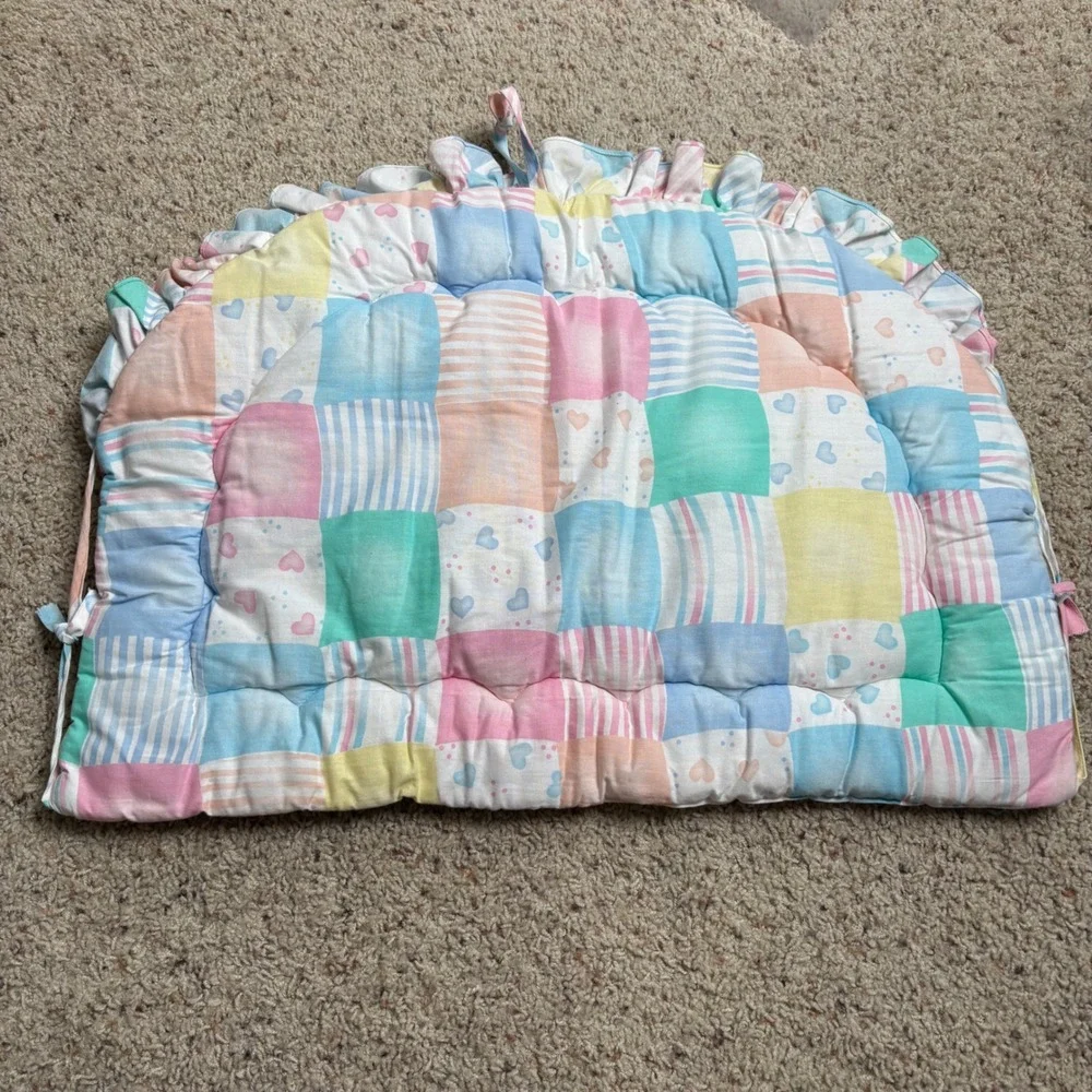 VTG 80s Pastel Teddy‎ Bear Bunny Cushion Pillow Wall Hanging 24x18 3D Balloons